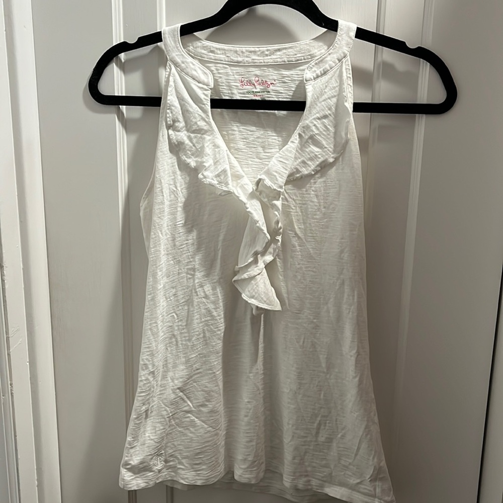White Lilly Pulitzer Women’s Ruffle Tank Top Size S